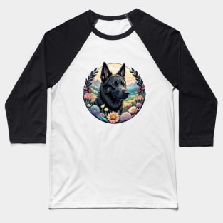 Black German Shepherd Landscape Baseball T-Shirt